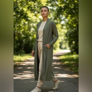 Boohoo Plus 20 Olive Green Women's Duster Cardigan Stretch New